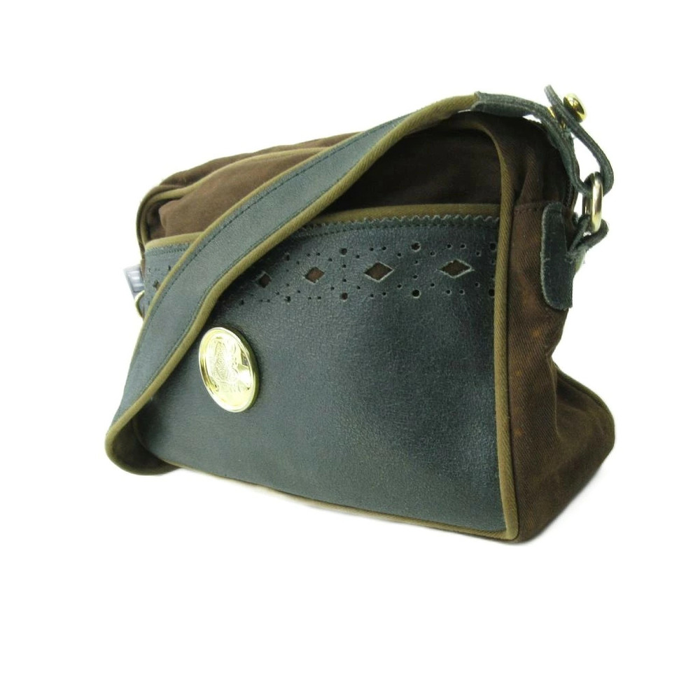 Loewe Shoulder Canvas Patch Brown Leather Green Bag Brown Green